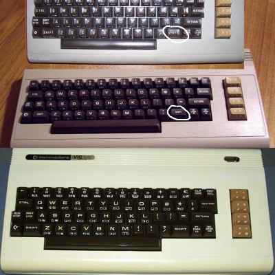 3 types of keyboards found on the VIC-20
