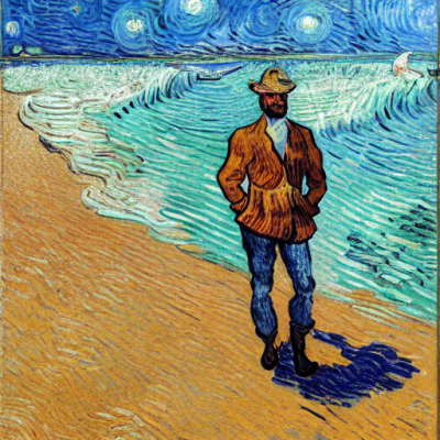 Pirate walking on a lonely desert beach - In the style of van Gogh.png