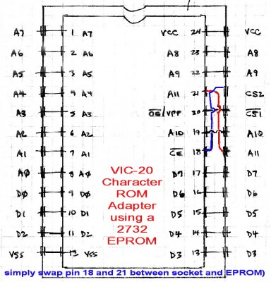 VIC-20 CHAR ROM - use 2732 eprom to replace 2332 Rom.jpg