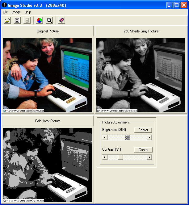 TI-84 Image Studio Program for converting JPG files and outputting data for use in a TI-84 program.